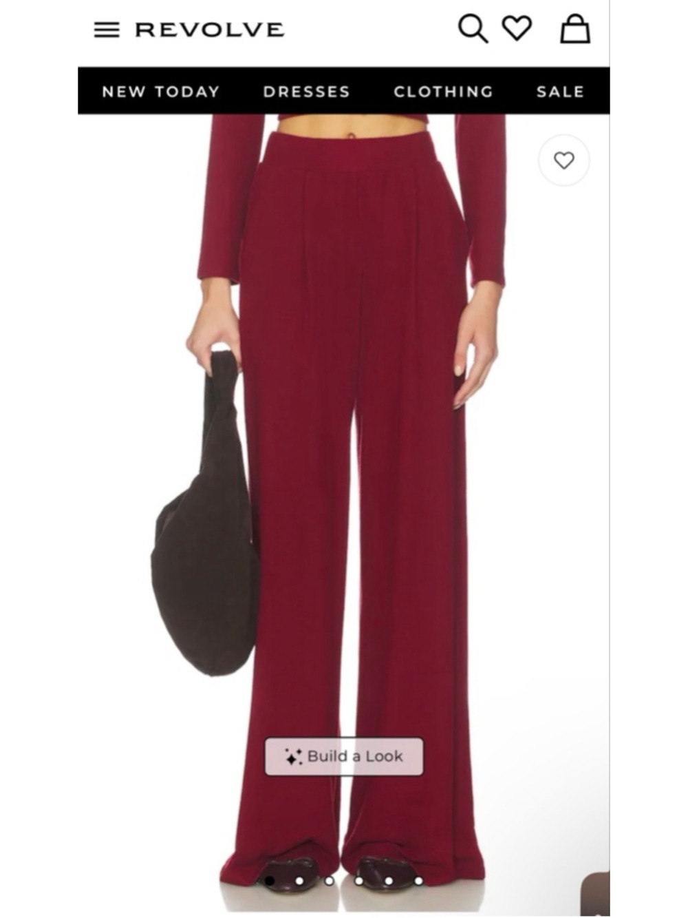 LESET Wide Leg Pants in Pinot Red S - Picture 3 of 8
